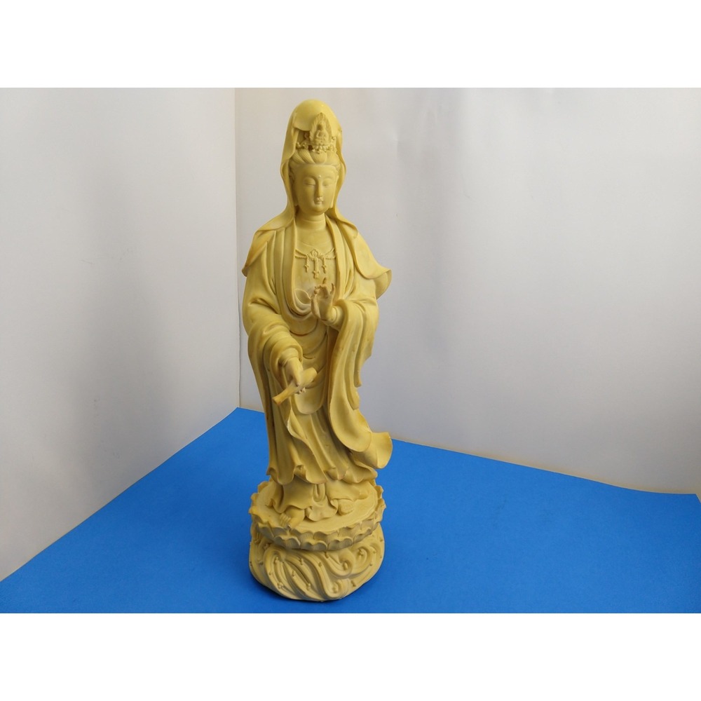 Tall 18" Plaster Buddha Kannon Statue Figure